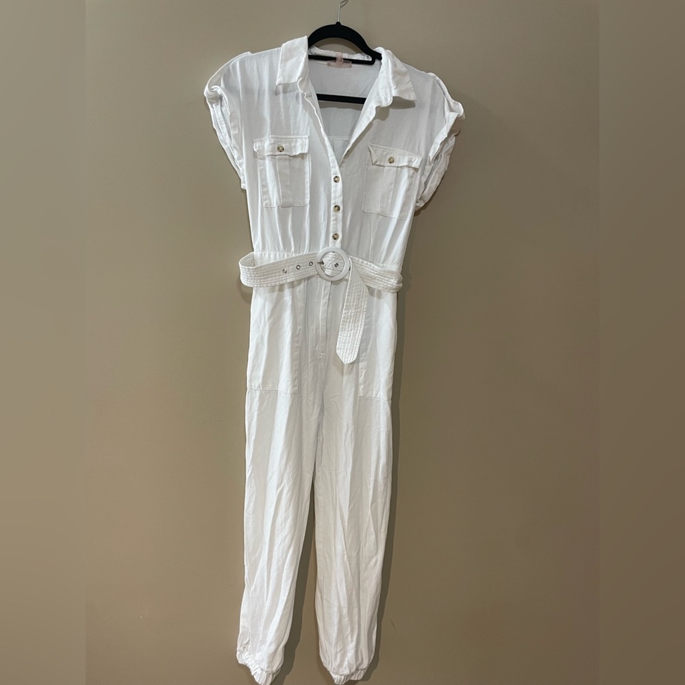 Super Cute White Button Jumpsuit
